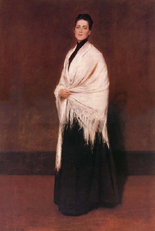 William Merritt Chase The lady wear white shawl Germany oil painting art